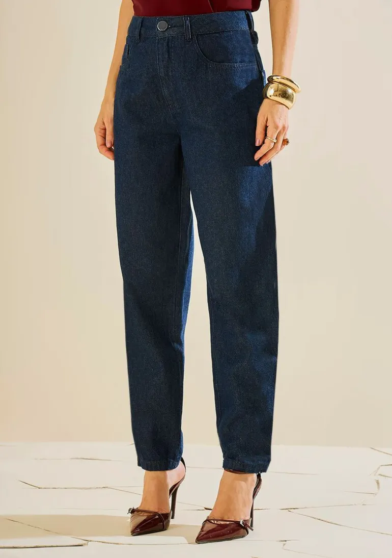 Calça Morena Rosa Mom Alta Azul