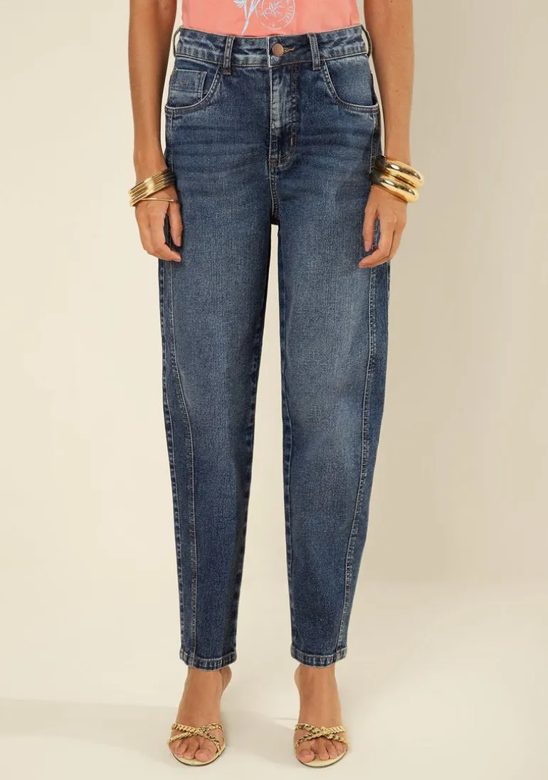 Calça Morena Rosa Mom Alta Azul