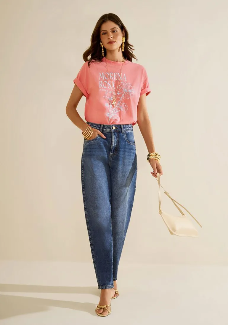 Calça Morena Rosa Mom Alta Azul