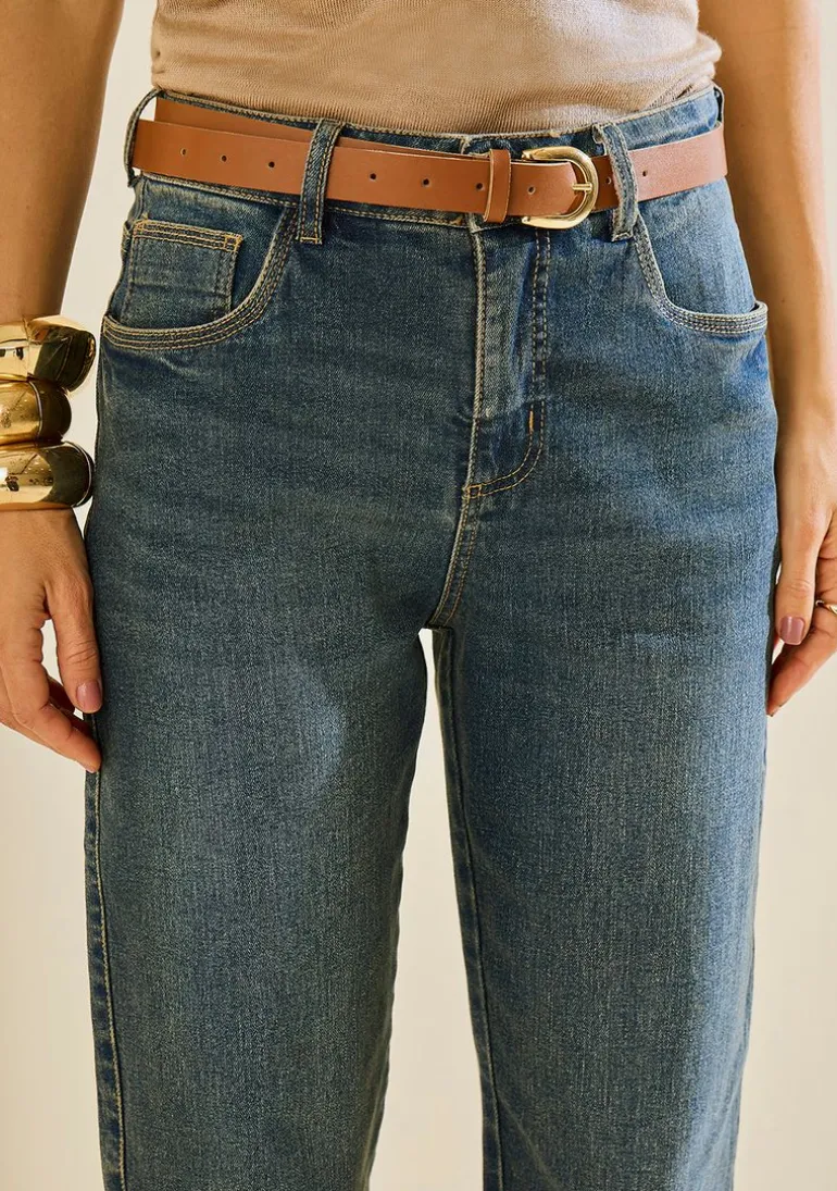 Calça Morena Rosa Mom Média Azul