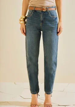 Calça Morena Rosa Mom Média Azul
