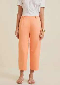 Calça Morena Rosa Pantacourt Cós Alto Com Cinto Rosa