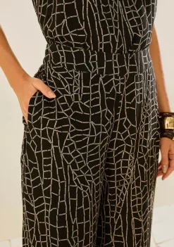 Calça Morena Rosa Pantalona Alta Preto/Branco