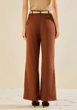 Calça Morena Rosa Pantalona Alta Marrom