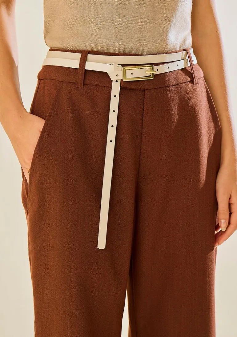Calça Morena Rosa Pantalona Alta Marrom