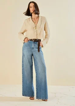 Calça Morena Rosa Pantalona Alta Azul