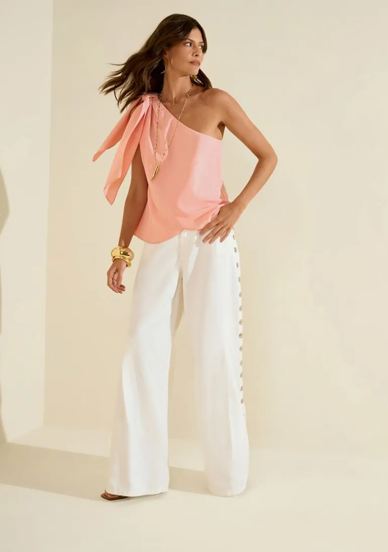 Calça Morena Rosa Pantalona Alta Off White