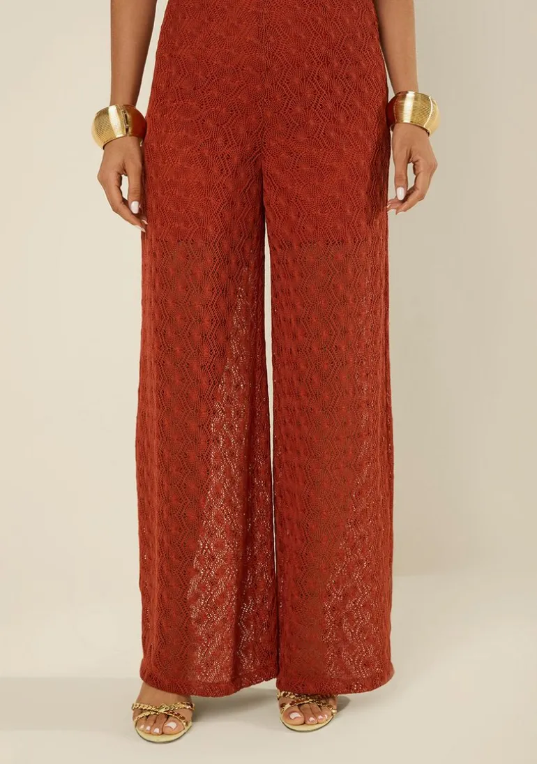 Calça Morena Rosa Pantalona Alta Vermelho
