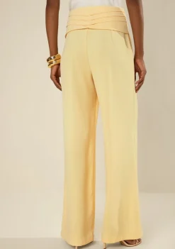 Calça Morena Rosa Pantalona Alta Amarelo