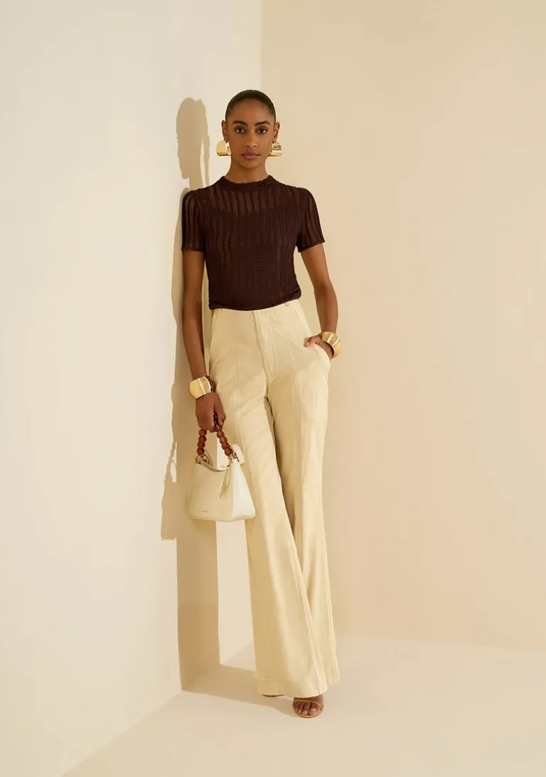 Calça Morena Rosa Reta Alta Amarelo