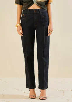 Calça Morena Rosa Reta Alta Azul