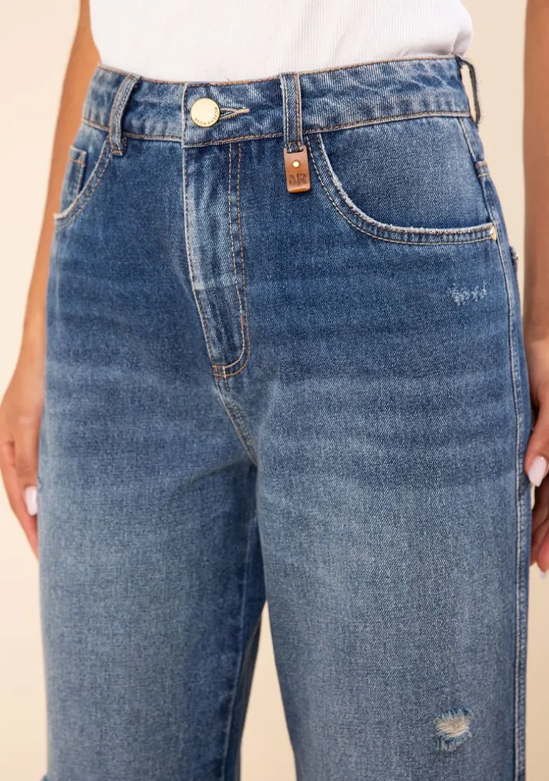 Calça Morena Rosa Reta Alta Azul