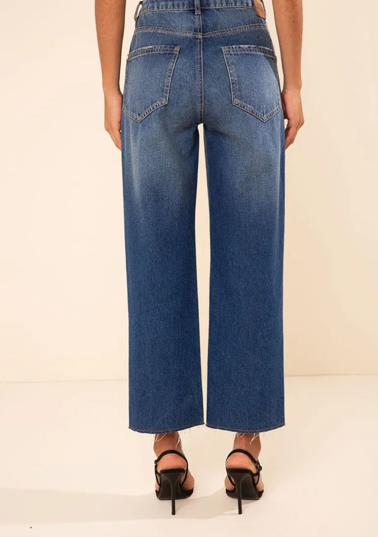 Calça Morena Rosa Reta Alta Azul