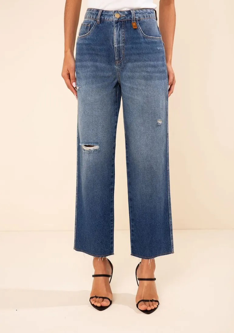 Calça Morena Rosa Reta Alta Azul