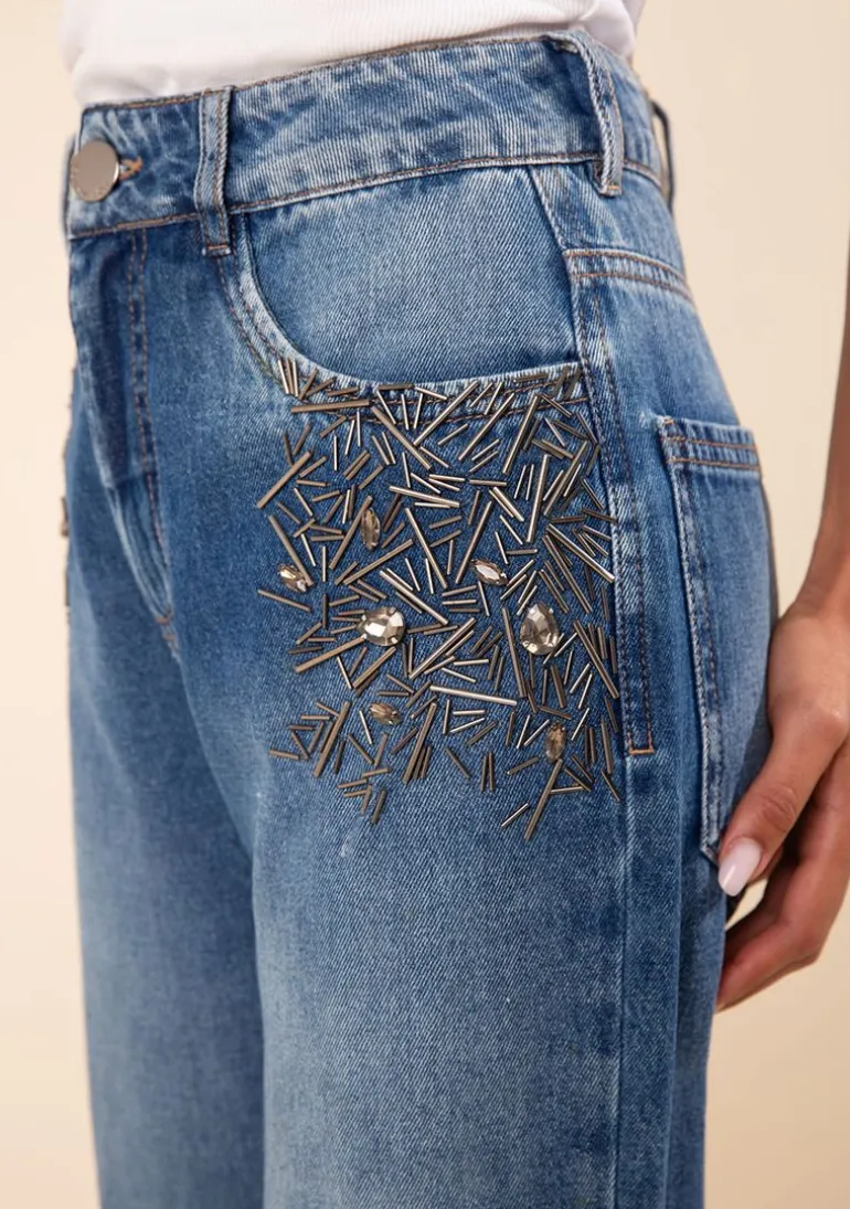 Calça Morena Rosa Reta Alta Azul