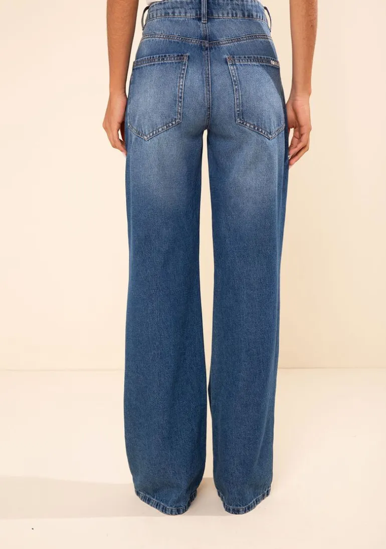 Calça Morena Rosa Reta Alta Azul