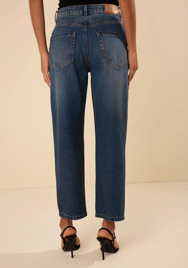 Calça Morena Rosa Reta Alta Azul