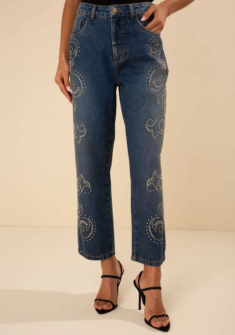 Calça Morena Rosa Reta Alta Azul