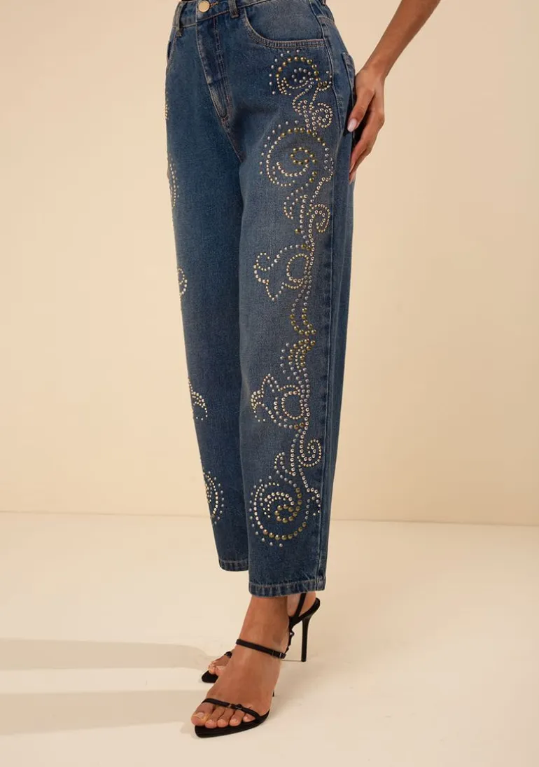 Calça Morena Rosa Reta Alta Azul