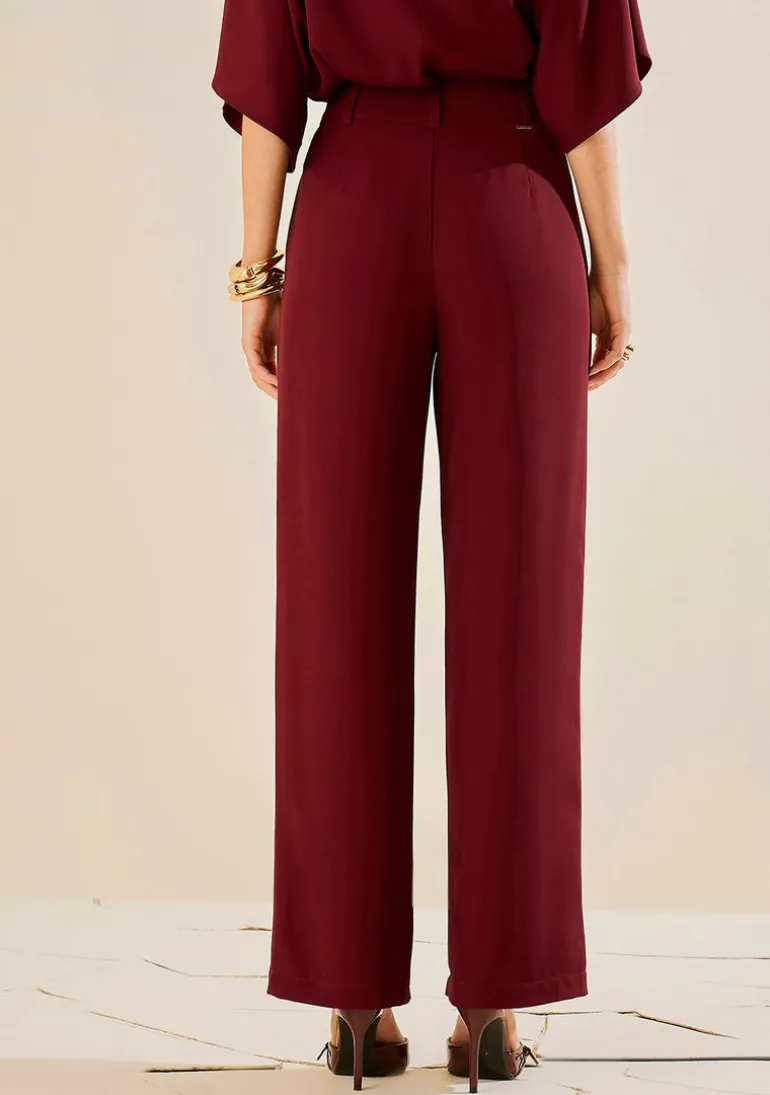 Calça Morena Rosa Reta Alta Bordo