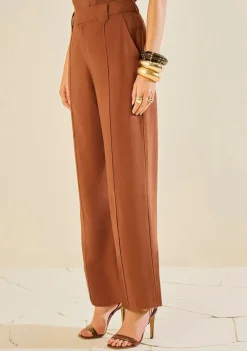 Calça Morena Rosa Reta Alta Marrom