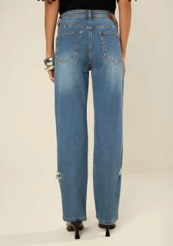 Calça Morena Rosa Reta Média Azul