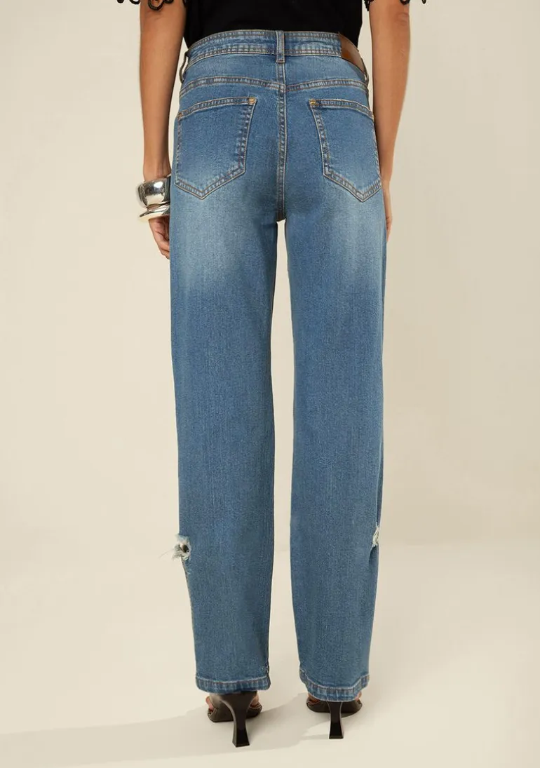 Calça Morena Rosa Reta Média Azul