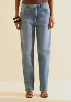 Calça Morena Rosa Reta Média Azul