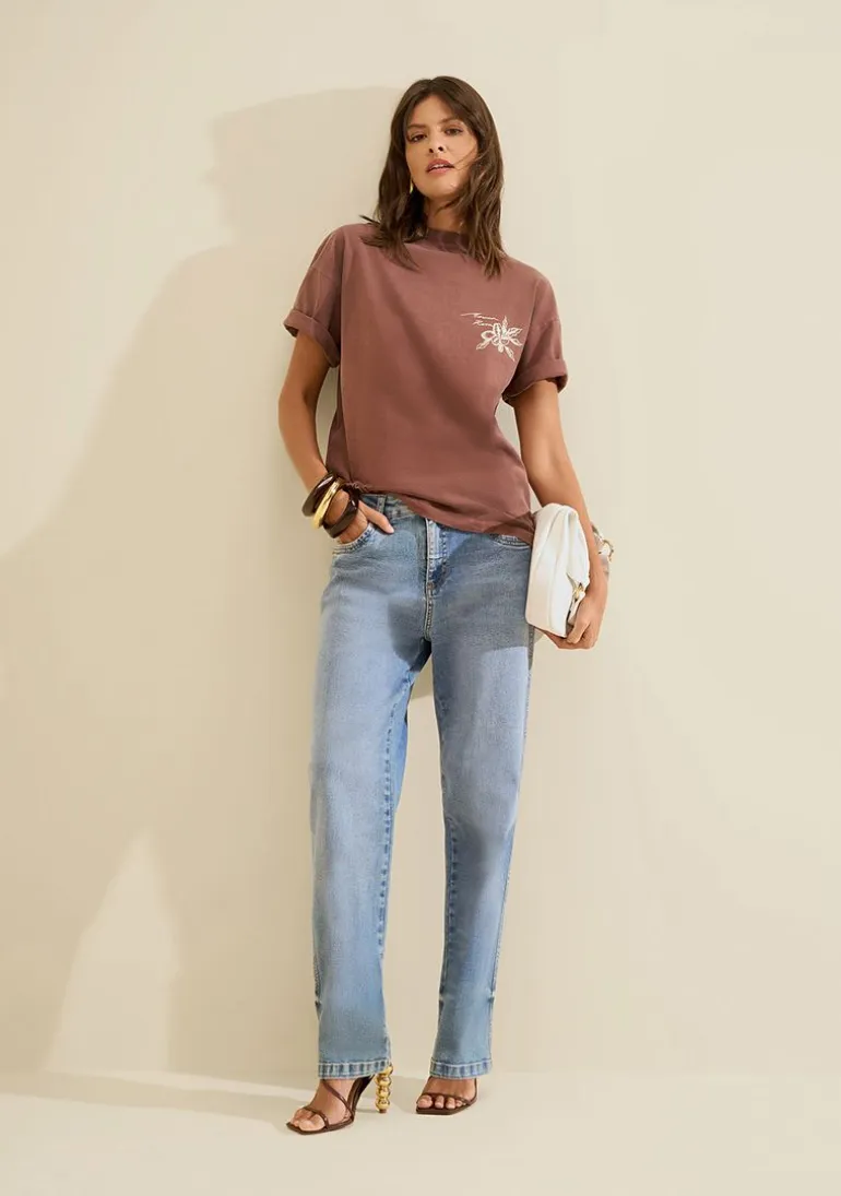 Calça Morena Rosa Reta Média Azul
