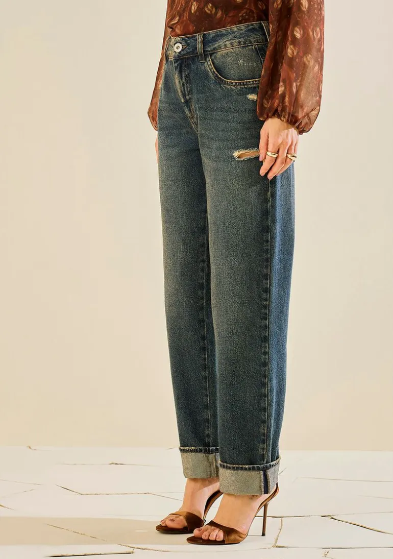 Calça Morena Rosa Reta Média Azul
