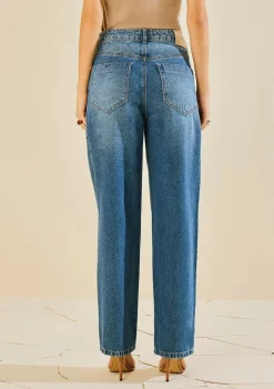 Calça Morena Rosa Reta Média Azul