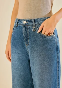 Calça Morena Rosa Reta Média Azul