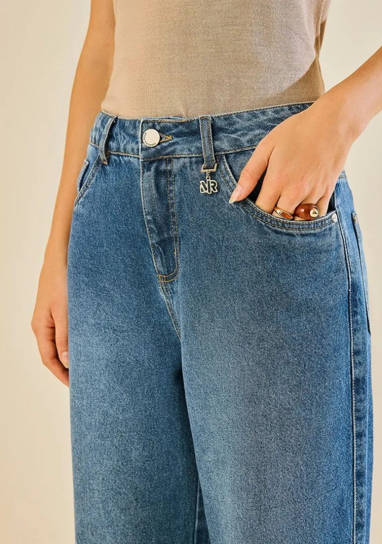 Calça Morena Rosa Reta Média Azul