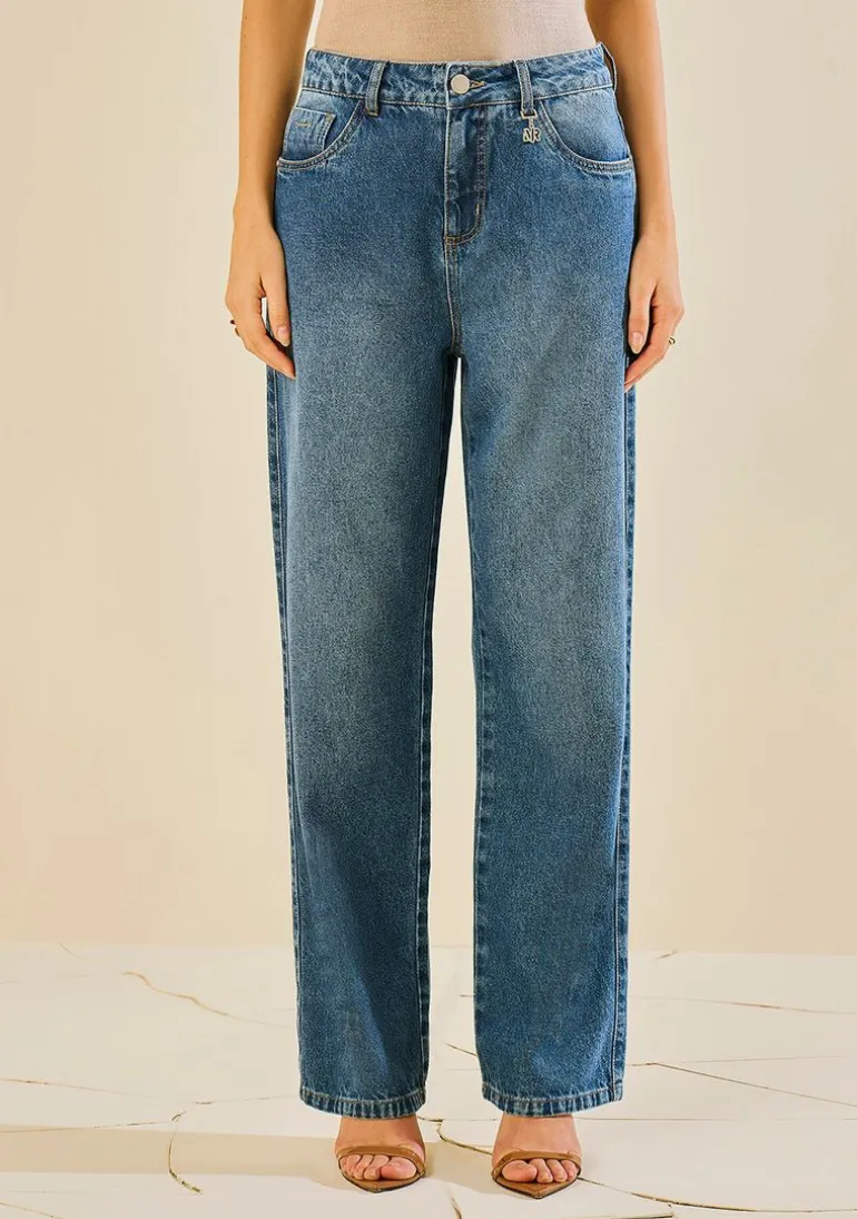 Calça Morena Rosa Reta Média Azul