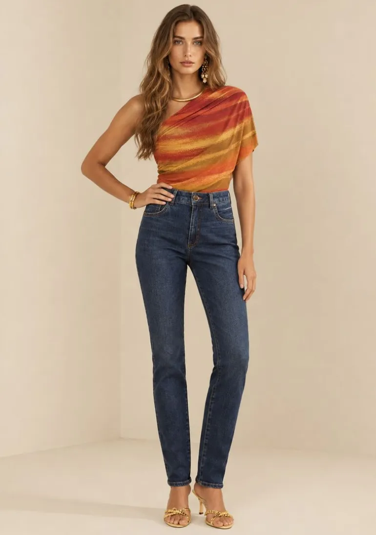 Calça Morena Rosa Skinny Alta Azul