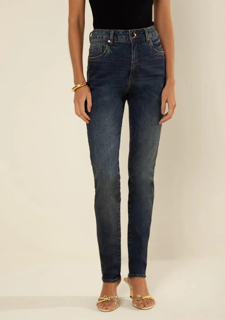 Calça Morena Rosa Skinny Alta Azul