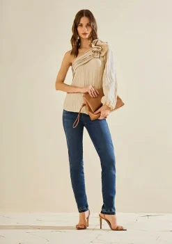 Calça Morena Rosa Skinny Alta Azul