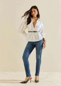 Calça Morena Rosa Skinny Alta Azul