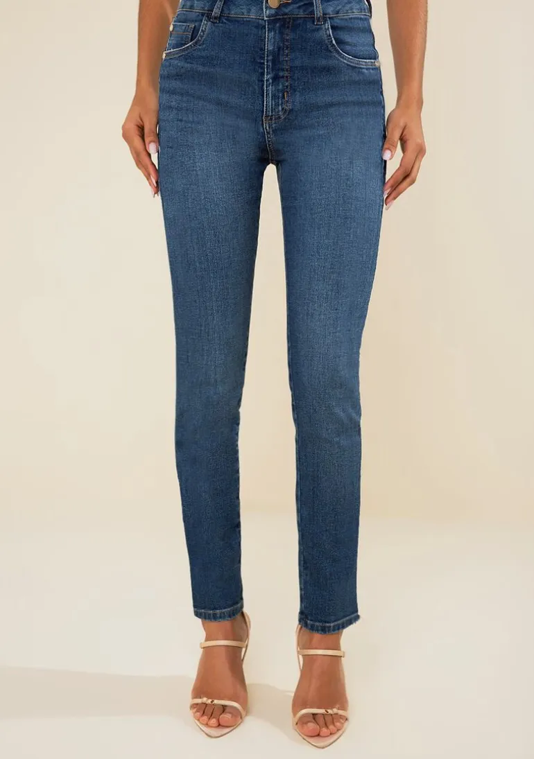 Calça Morena Rosa Skinny Alta Azul