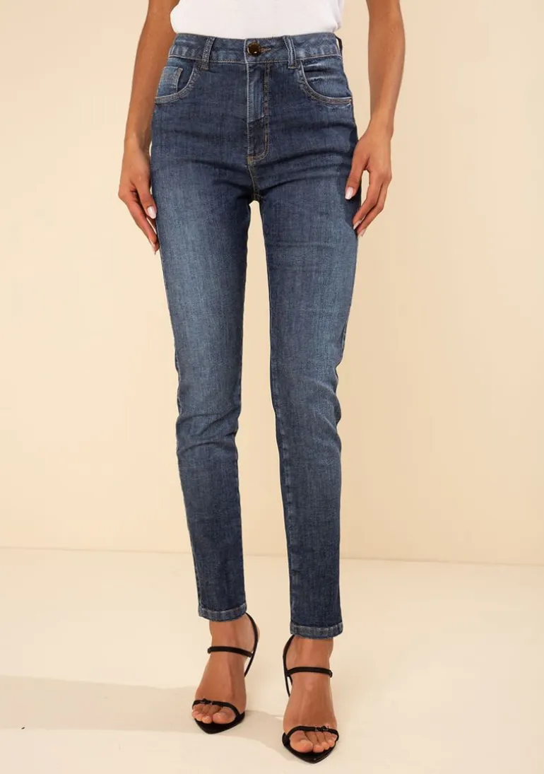 Calça Morena Rosa Skinny Alta Azul