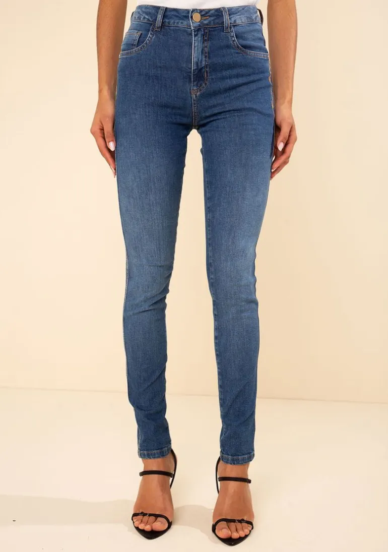Calça Morena Rosa Skinny Média Azul