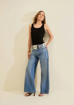Calça Morena Rosa Wide Alta Azul