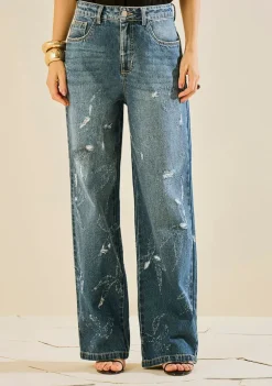 Calça Morena Rosa Wide Alta Azul