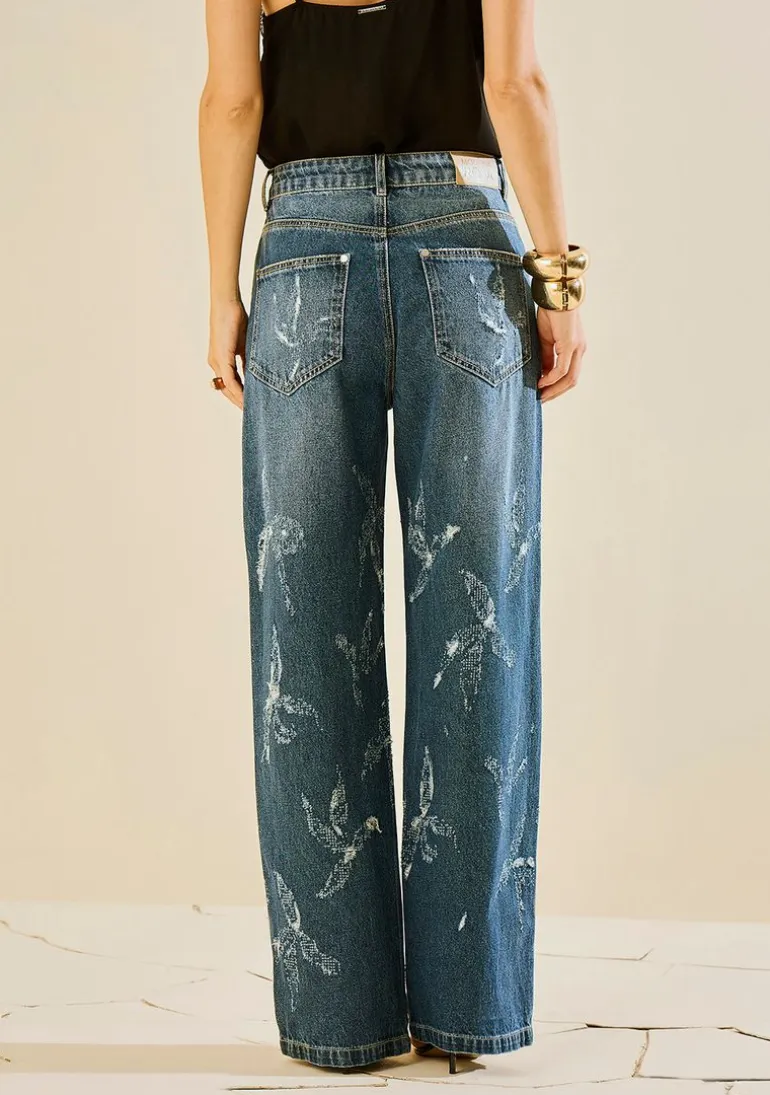 Calça Morena Rosa Wide Alta Azul