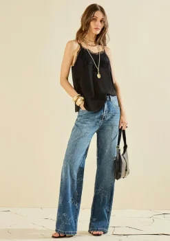 Calça Morena Rosa Wide Alta Azul