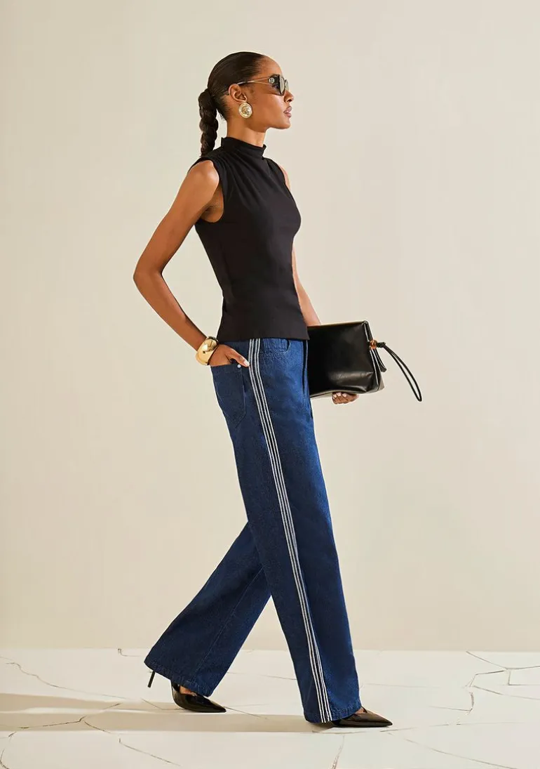 Calça Morena Rosa Wide Alta Azul