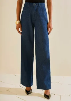 Calça Morena Rosa Wide Alta Azul