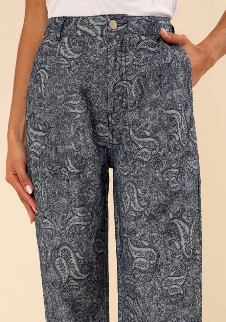 Calça Morena Rosa Wide Alta Azul