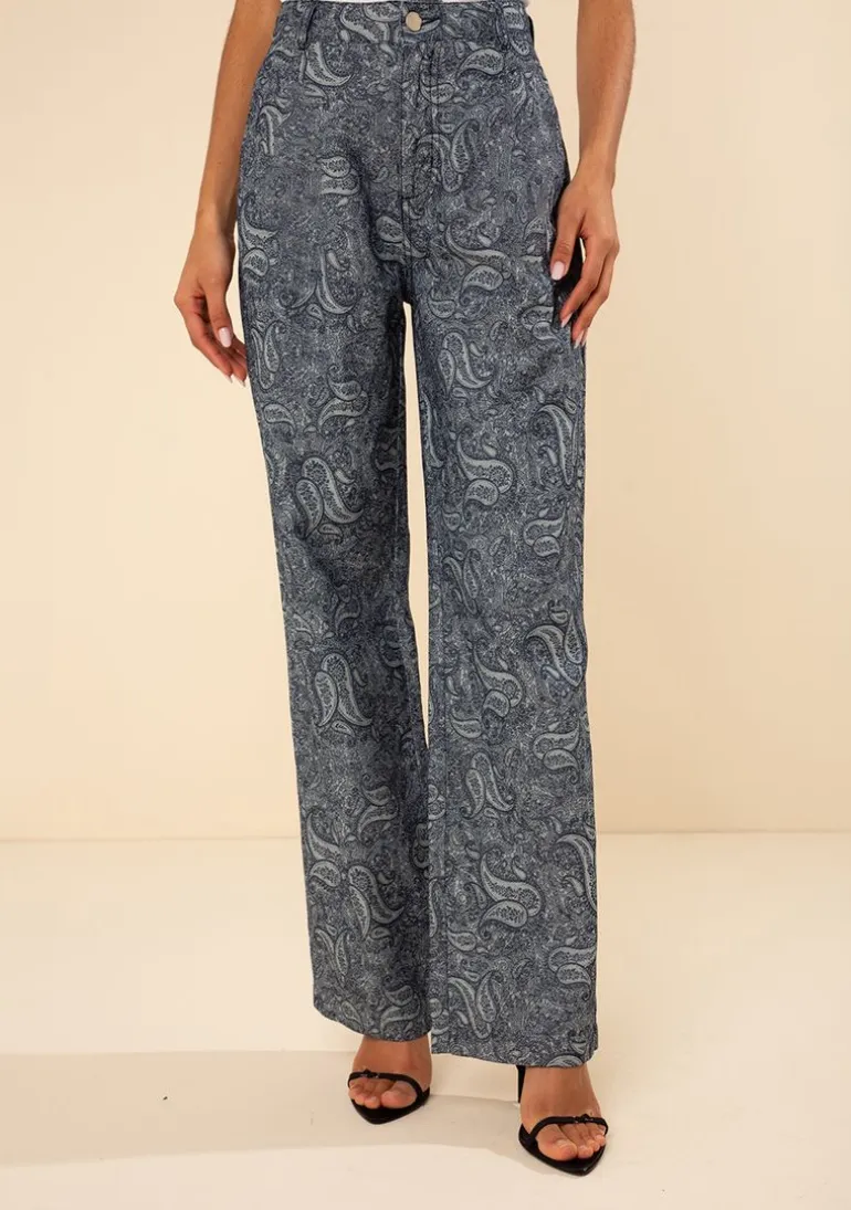 Calça Morena Rosa Wide Alta Azul