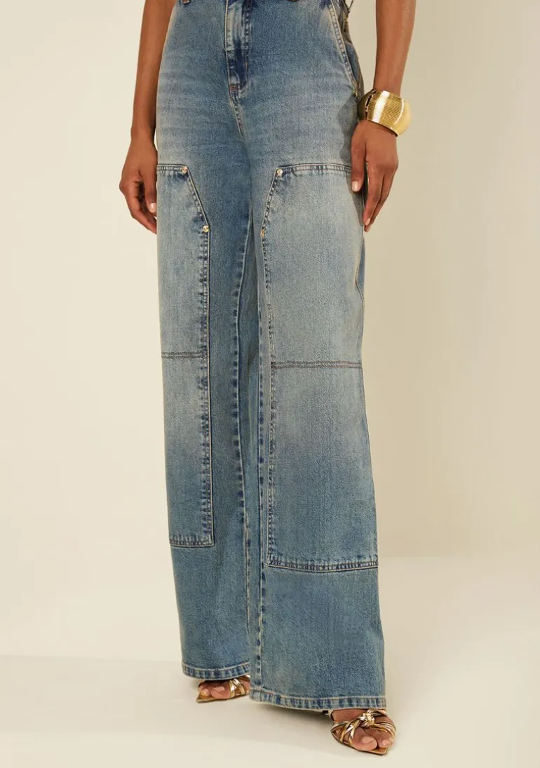 Calça Morena Rosa Wide Alta Azul